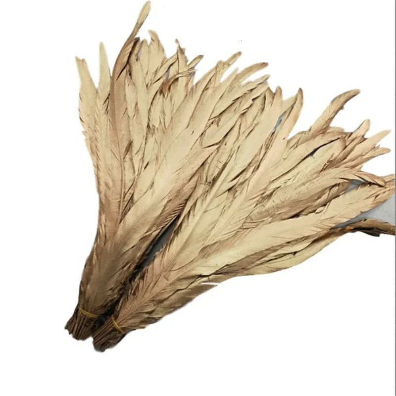 100pcs/lot Natural Gold chicken Tail Feathers 30-35cm/12-14inch Clothing Diy Decoration Stage Performance Rooster Feather