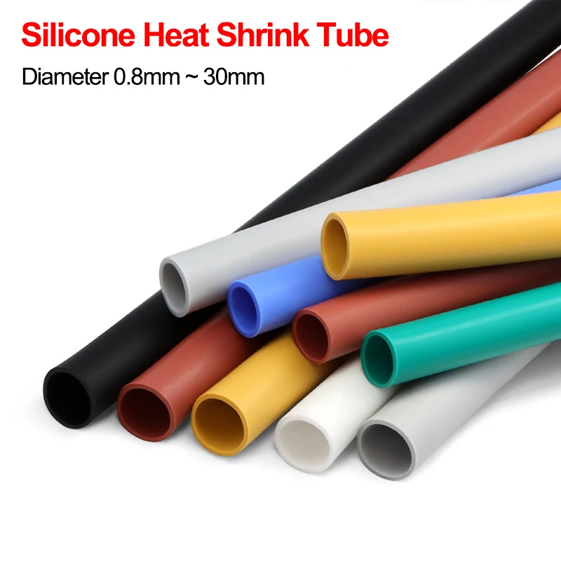 1/3m Soft Silicone Heat Shrink Tube ID 0.8mm - 30mm 1.7:1 Ratio High Temperature Wire Protect Repair Wrap Cable Insulated Sleeve