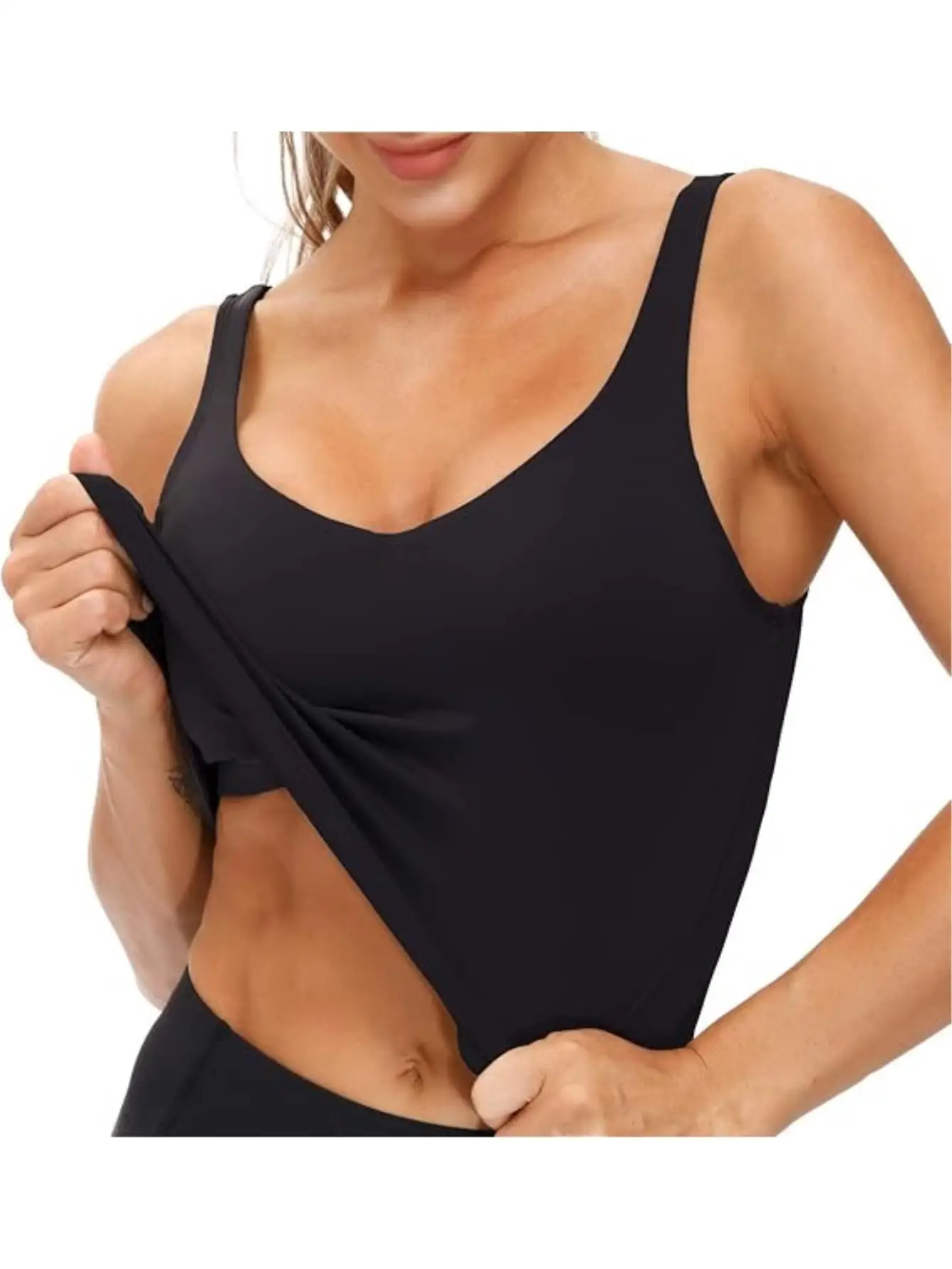 Women’s Longline Sports Bra Wirefree Padded Medium Support Yoga Bras Gym Running Workout Tank Tops
