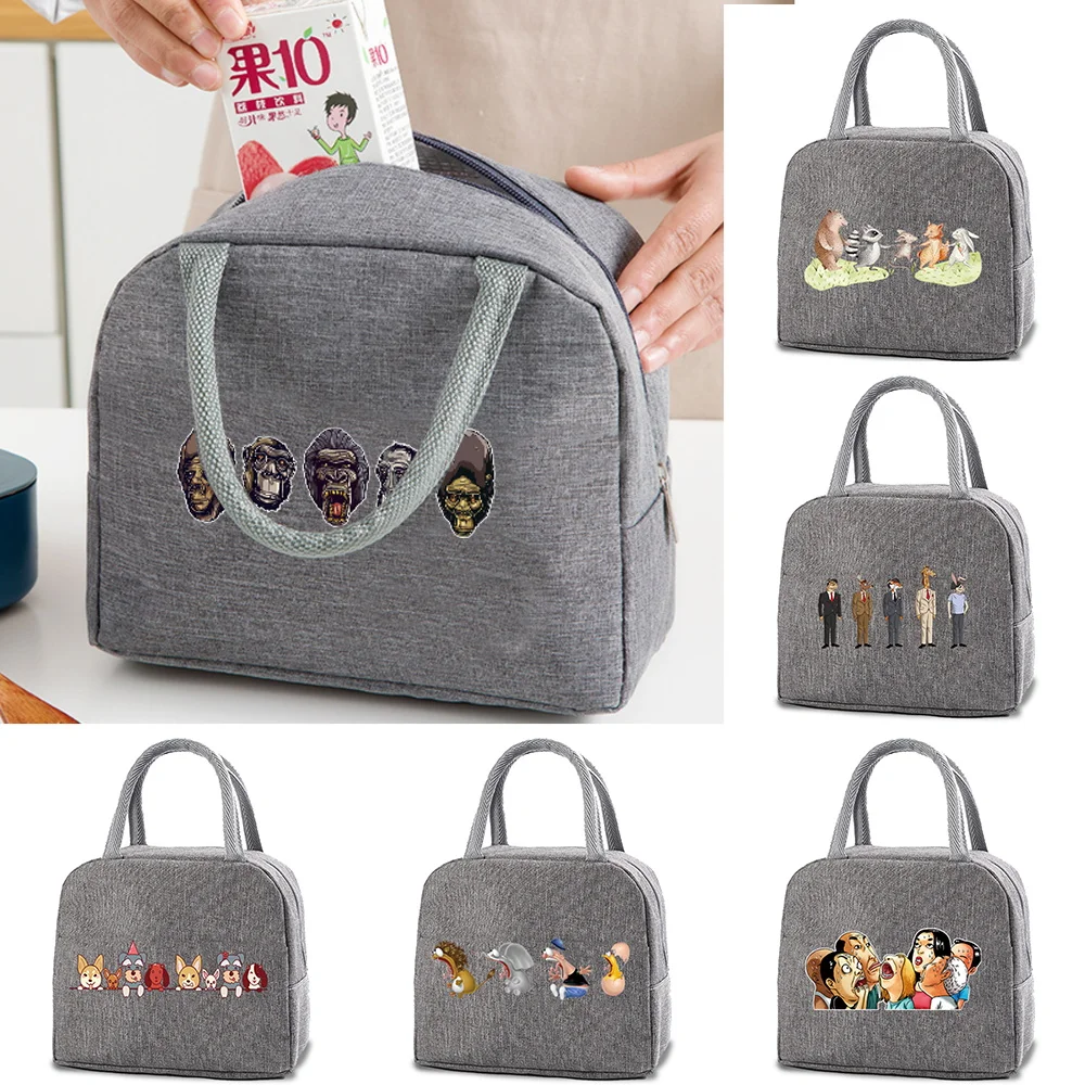 

Insulated Dinner Lunch Bag Canvas Handbags Thermal Cooler Foods Drink Bags Storage Chilled Bag School Picnic Tin Foil Food Bags