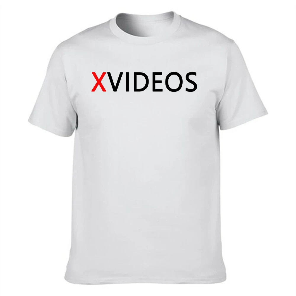 Camiseta de Algodón para Hombre con Estampado XVIDEOS, Cuello Redondo, Manga Corta, Informal, para Uso Diario
