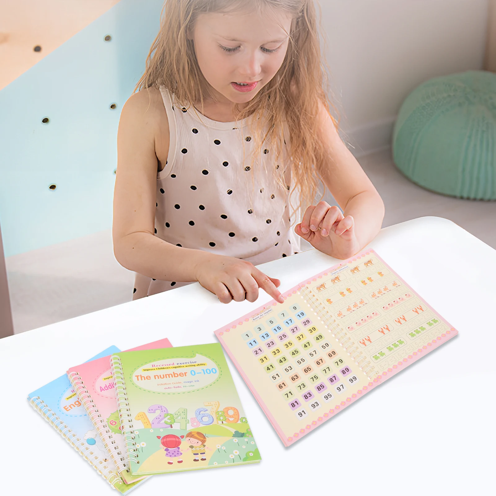 

1 Set Grooved Practice Copybook For Kids Calligraphy Handwriting Book With Pen Refill English Writing Board Preschool Hard Pen