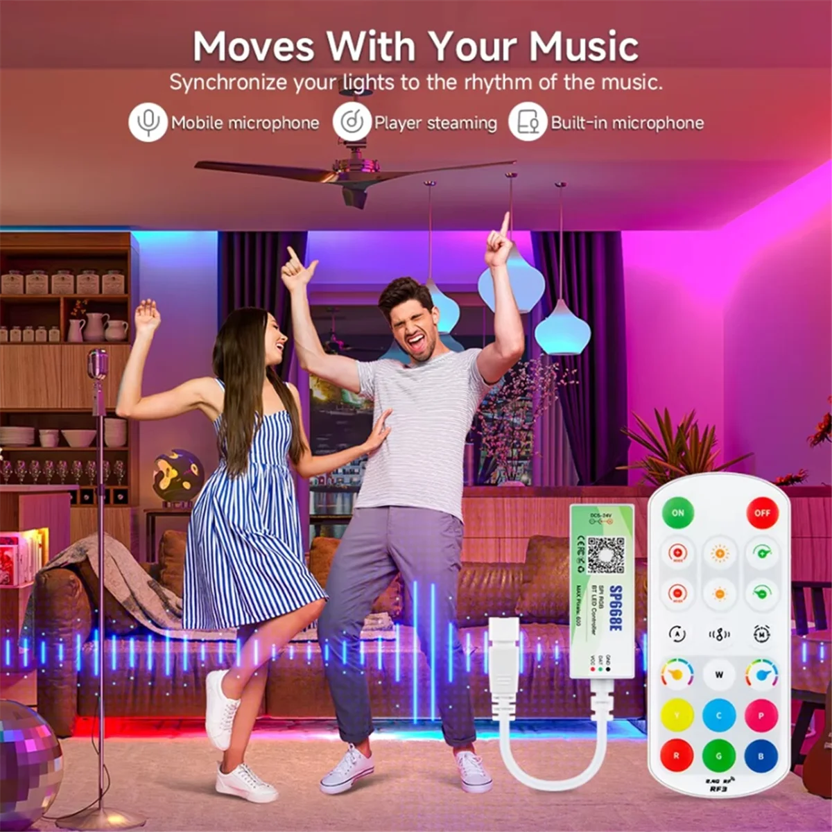 A45U SP668E SPI RGB LED Controller 600IC BT APP 2.4G Afstandsbediening voor WS2811 WS2812B DIY Dynamische Effect Pixels strip Licht