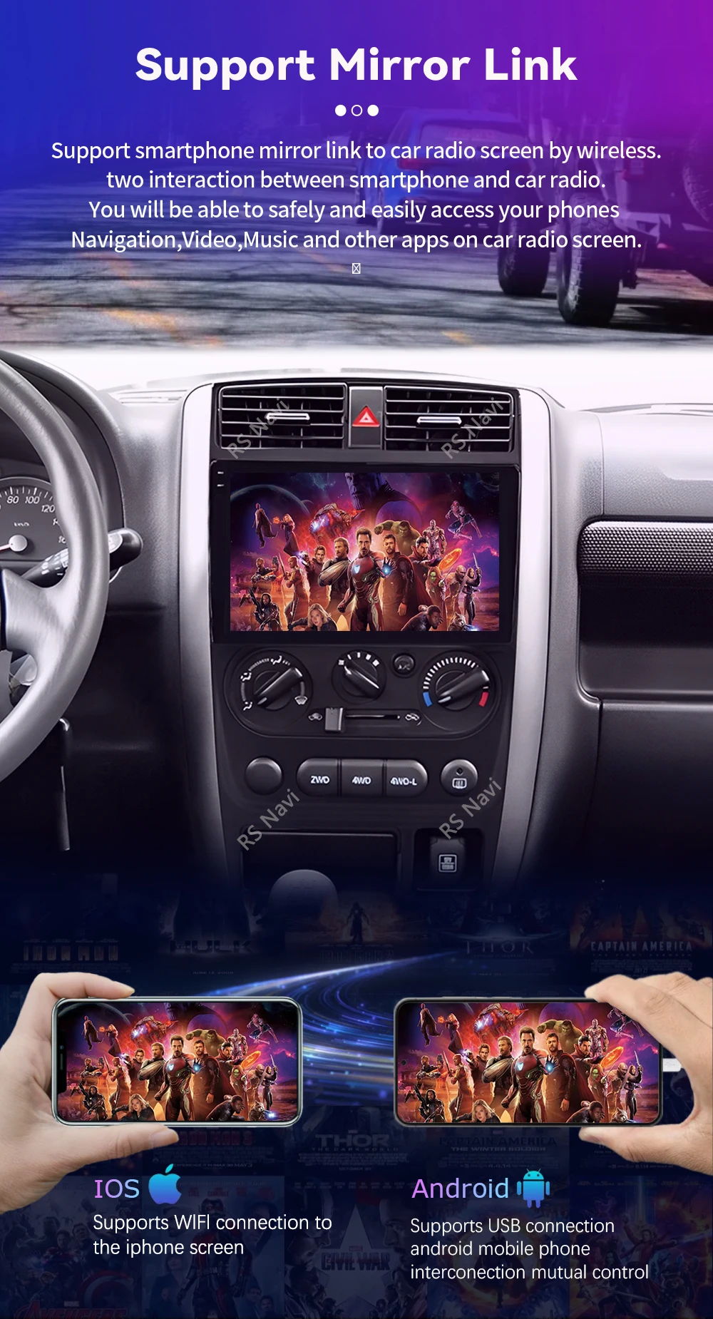 Android 16 Carplay Auto 2K Bildschirm Autoradio Multimedia Player für Suzuki Jimny 3 2005 - 2019 Autoradio GPS Stereo 2din Head Unit – Detail 22