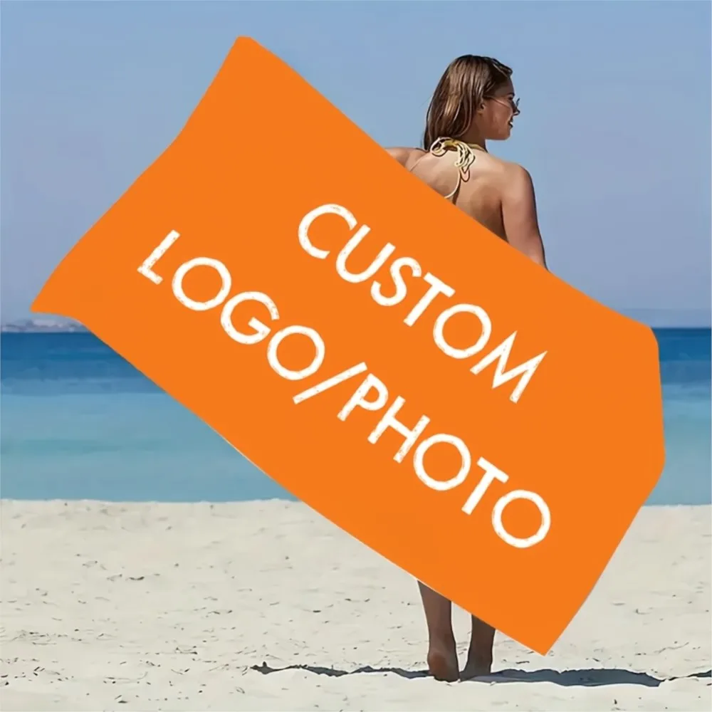 Personalized Custom Beach Towel Customized Photo/Text Oversized Microfiber Towel Summer Party Gift for Beach Swimming Bath Sport
