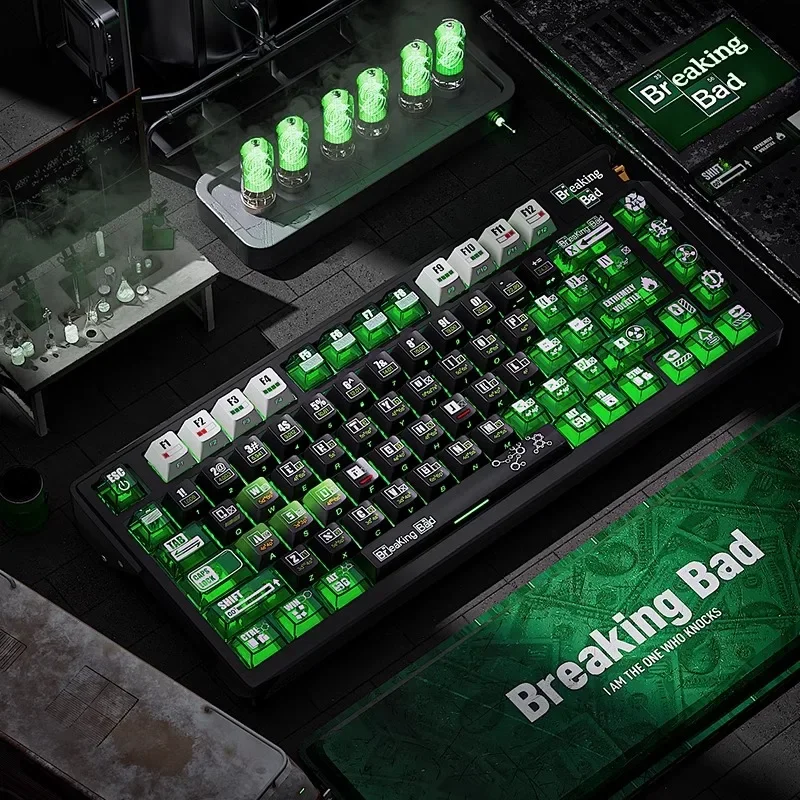 

Keyboard Keycaps Translucent PBT+PC Cherry Profile Heisenberg Side Carved Key Caps Mechanical Keyboard Wooting60 Ace68 Made 60