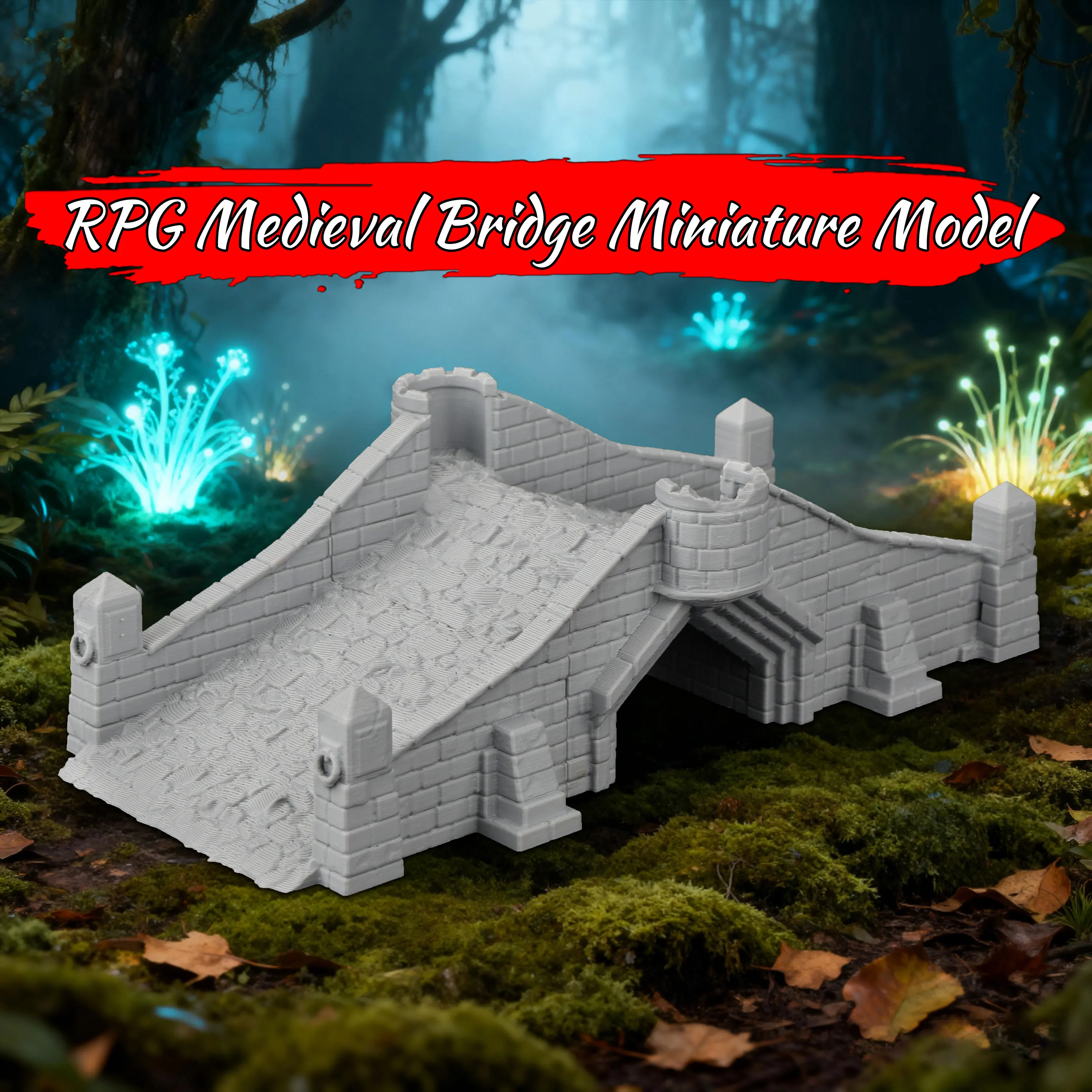 Medieval Bridge Miniature Terrain Piece | Functional Tabletop Miniature Scenery for Fantasy Adventures | Durable TTRPG Accessory