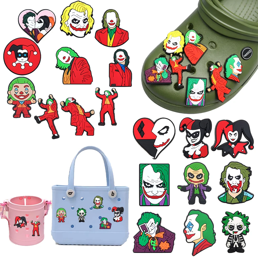 1-19pcs Cartoon Funny Clown Series PVC Shoe Charms Accessories DIY Creativity Detachable Sandal Wristbands X-mas Party Gifts
