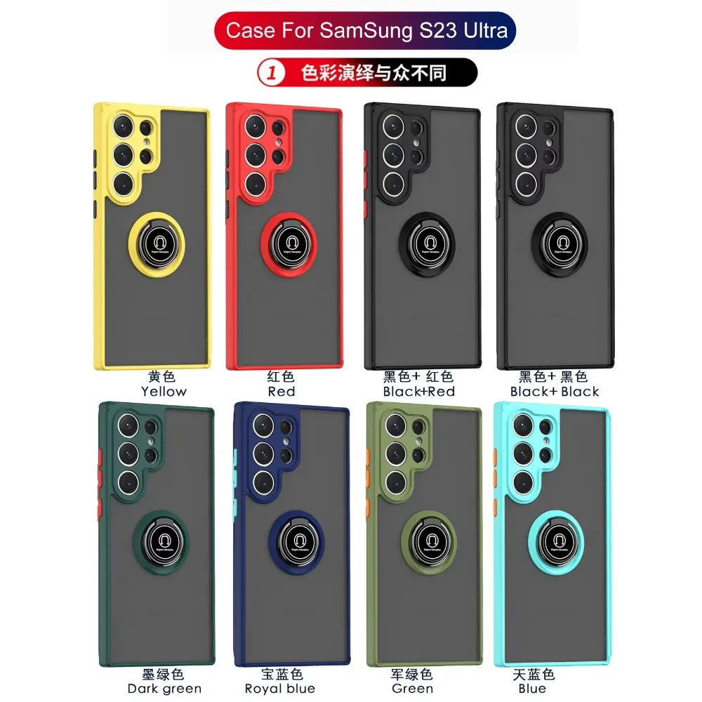 Phone Case for Samsung Galaxy S24+ S23 S22 S21 Ultra Plus FE 5G A15 A25 A55 A35 A54 A14 Car Magnetic Ring Bracket Silicone Cover image 6
