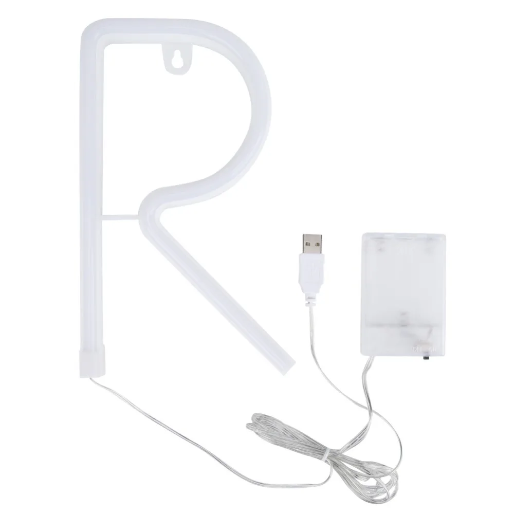 Letter Shape LED Neon Lamp USB/Battery Powered Warm White Light Neon Sign Light Wall Mountable Dual Power Supply LED Neon Light