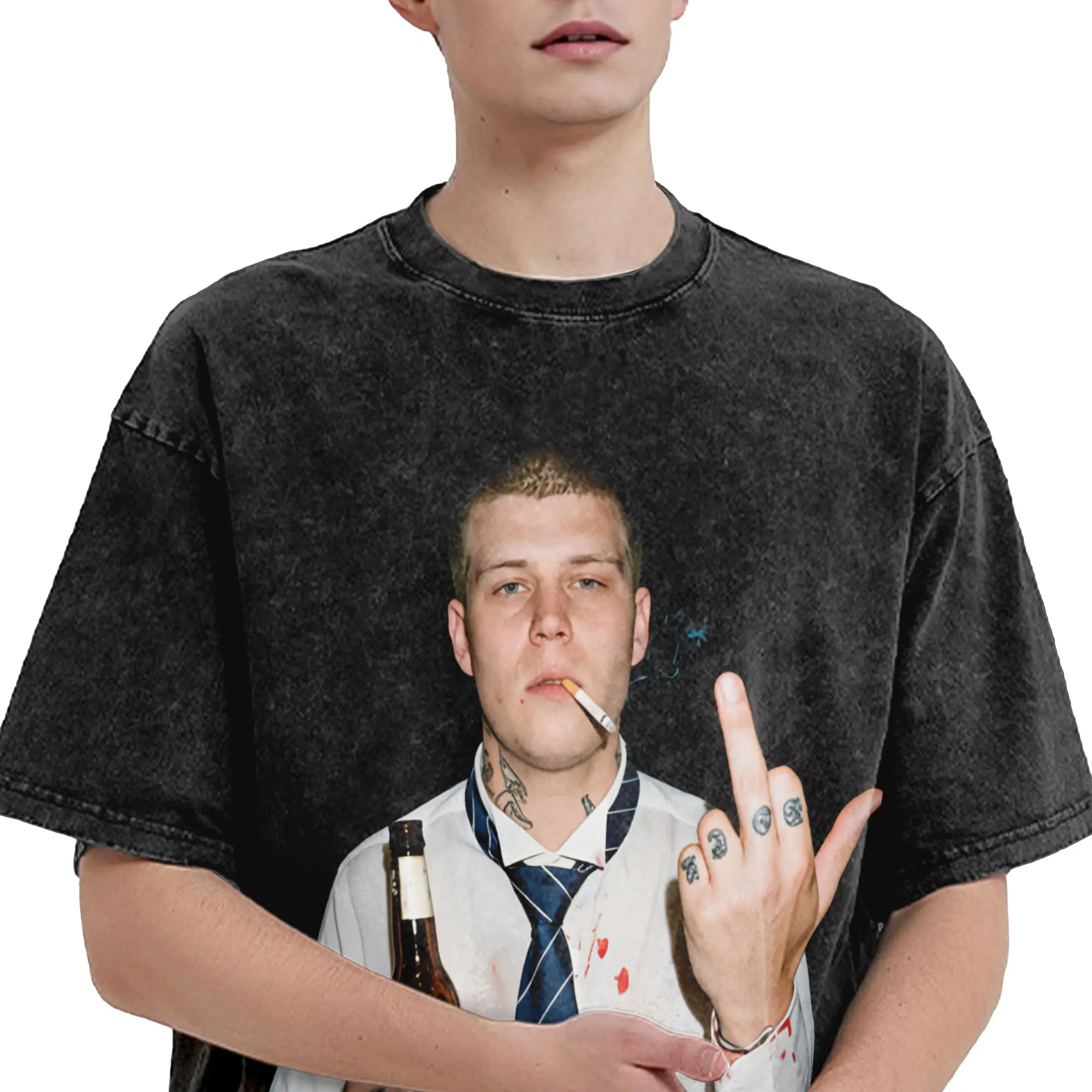 Harajuku Washed Shirt Yung Lean Flipping It  Merch Vintage T-Shirts Harajuku  Streetwear Short Sleeve Graphic Tee Shirt