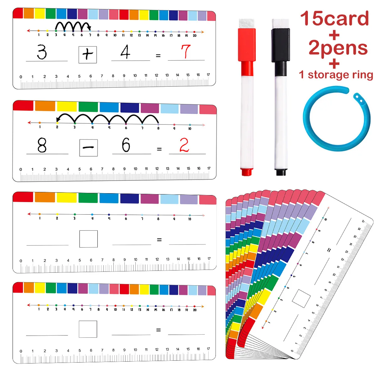 Erasable Enlightenment Cards for Children 3-6 Years Number Axis Learning Addition Subtraction