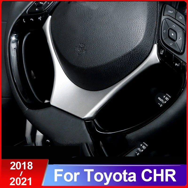 For Toyota C-hr 2016-2020 2021 Carbon Fiber Car Steering Wheel Trim V Type Sequins Cover Sticker Interior Moulding 3d Auto Parts