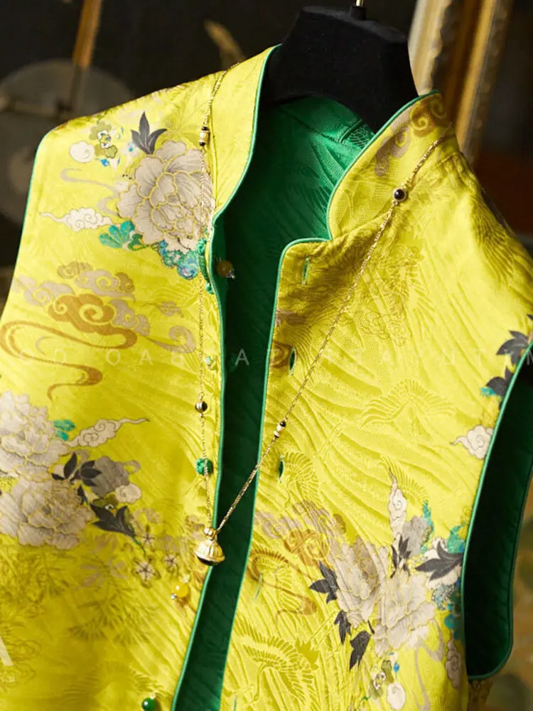 Top da valzer da donna senza maniche per danza della linea 2025 Nuovo costume allentato da jazz moderno Concorso Hanbok Gilet classico con stampa latina