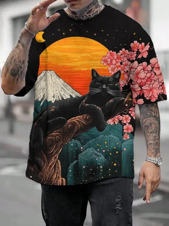 

Мужская забавная футболка с принтом, футболки с короткими рукавами, топы, рубашки с круглым вырезом с 3D принтом, лето 2025, повседневная мужская одежда, одежда