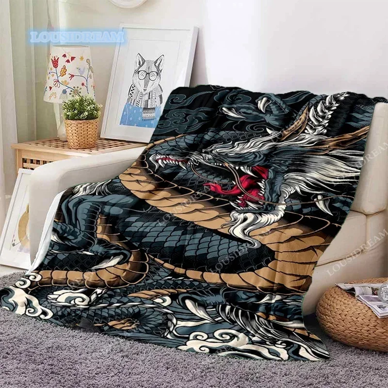 Divine Beast Dragon Throw Blanket Soft Flannel Thin Blankets for Bed SofaCover Bedspread Home Deco picnic blanket for beds