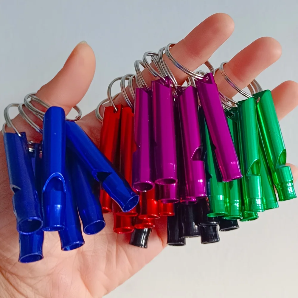 High Decibel Aluminum Alloy Survival Whistle, Portable Keychain Emergency Safety Whistle for Outdoor Camping Hiking