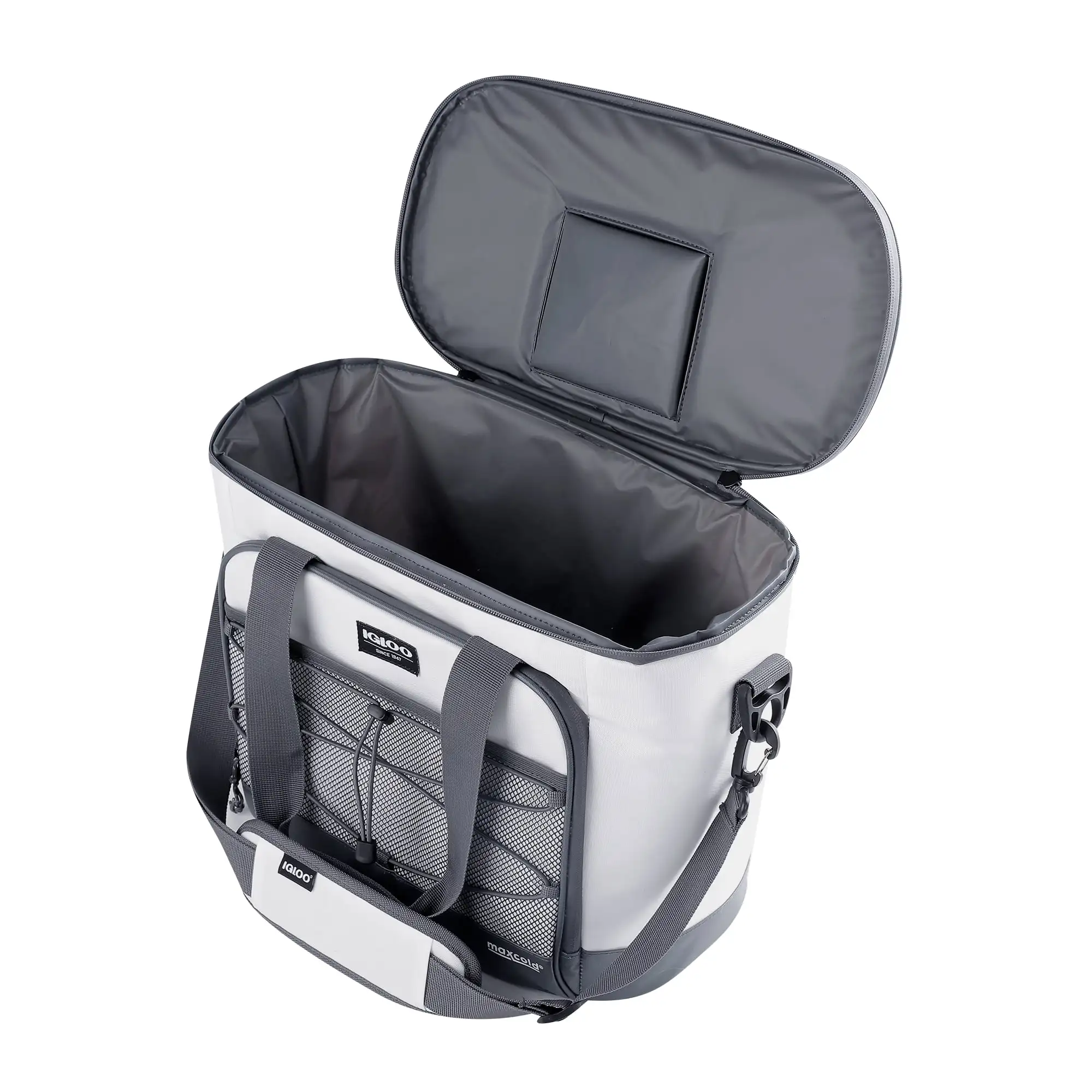 28 علبة تبريد بحرية ناعمة الجوانب، باللون الأبيض والرمادي