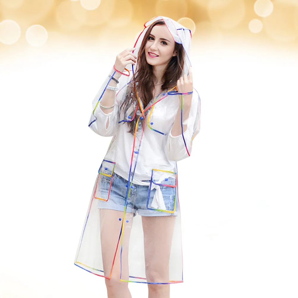 

Colorful Raincoats Clear Adult Ponchos for Women Rainwear with Hat Waterproof Eva Heavy Duty Travel