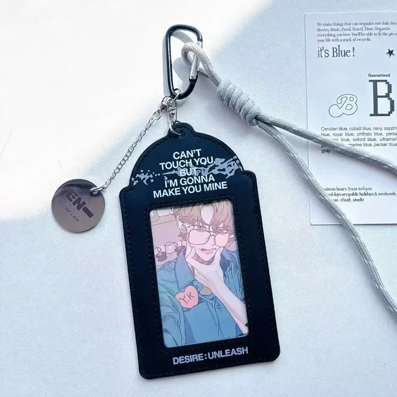 Anime ENHYPENS Merch PU Leather Card Holder 3 Inch Polaroid Photocard Case Kpop Idol Photocard Storage Sleeve Portable Keychain view 2