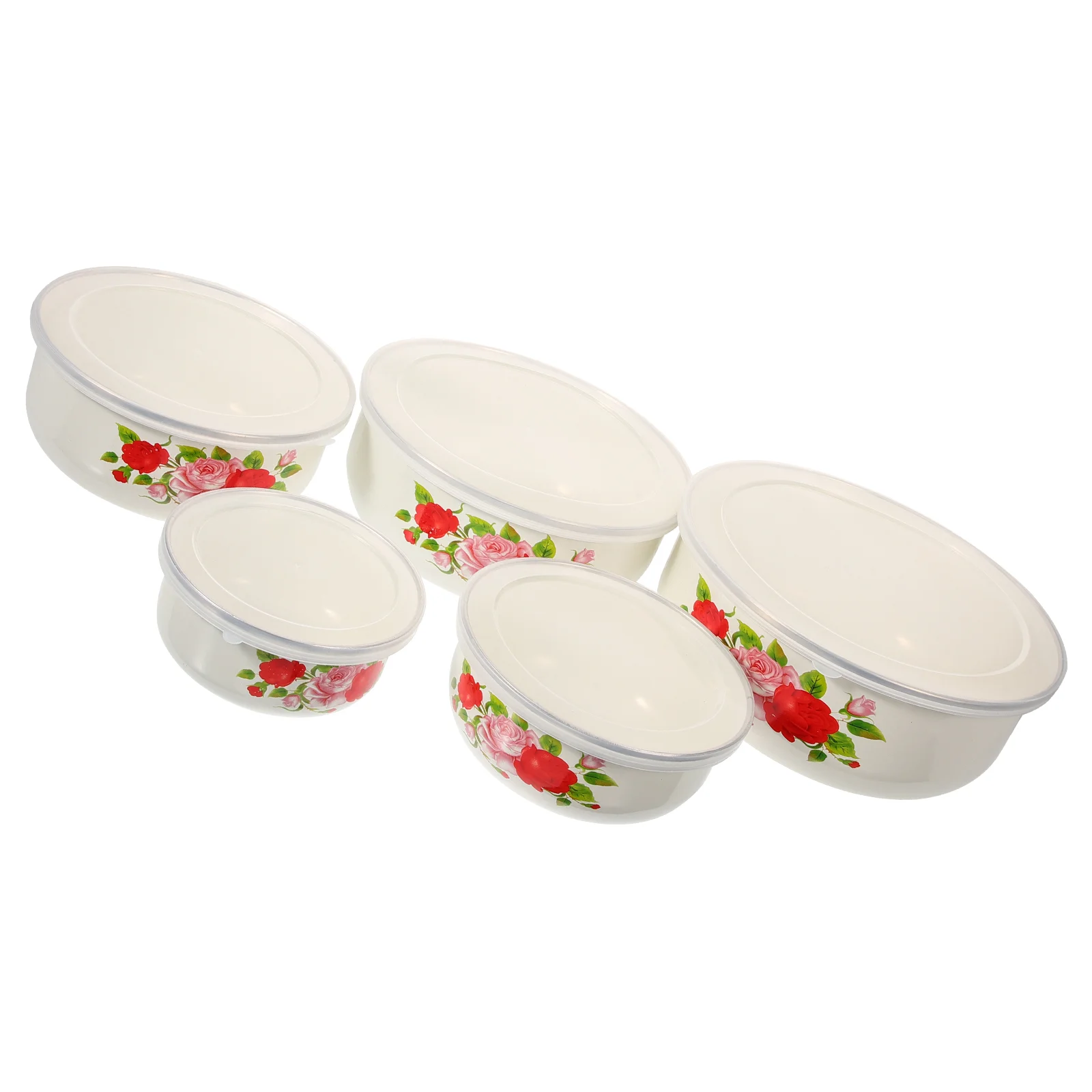 

5 Pcs Enamel Covered Bowl Containers for Food Baby Salad Bowls Mixing Instant Noodle Plastic Kitchen Enamelware Soup Serving