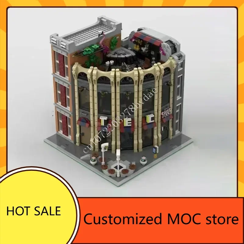 2691PCS 라운드 코너 테크-스토어 MOC 스트리트뷰 퍼즐 시티 아키텍처 창의적 DIY 조립 크리스마스 생일 선물 어린이용