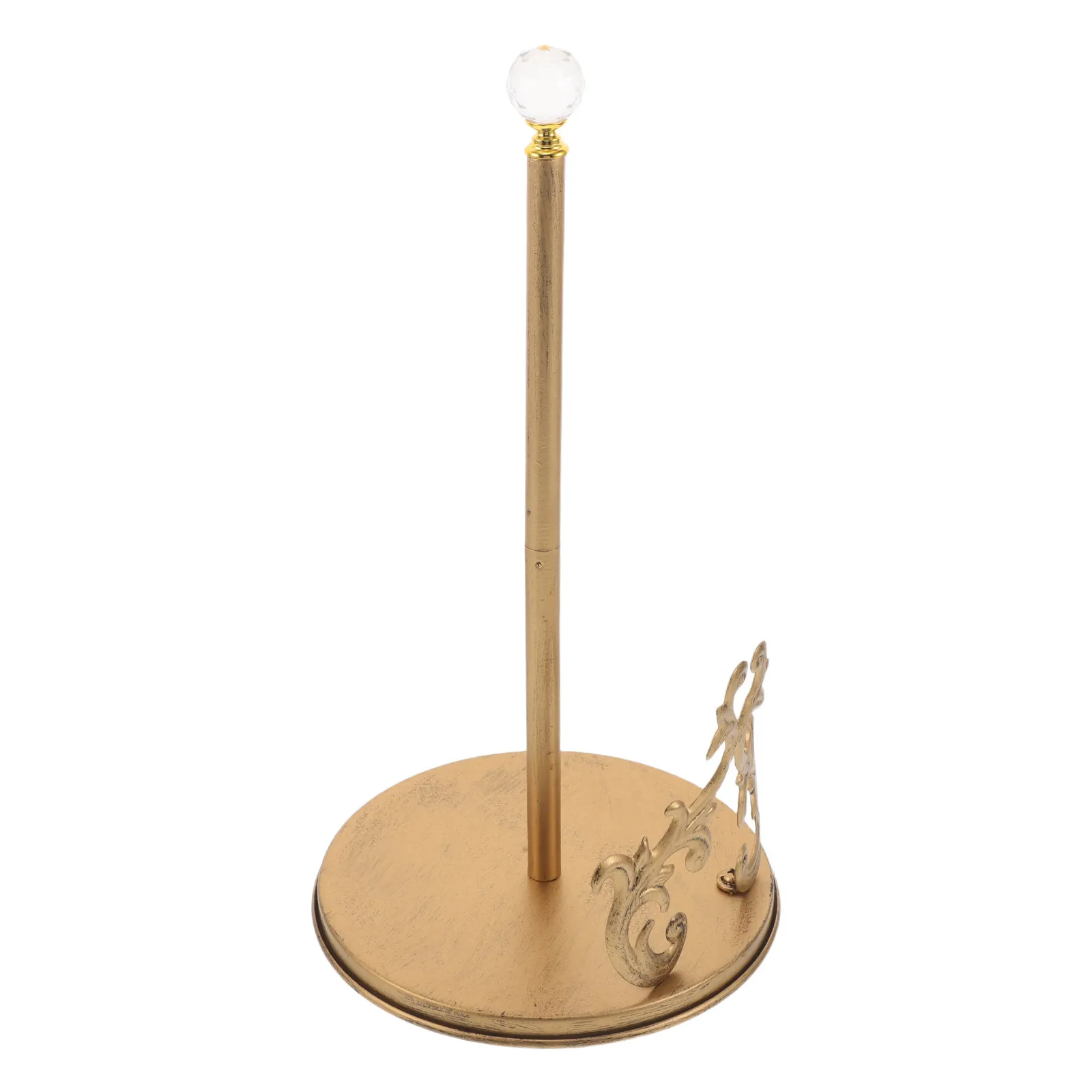Weighted Freestanding Kitchen Paper Towel Holder Stand Retro European Iron Art Design Crystal Accent Countertop Decorative Roll