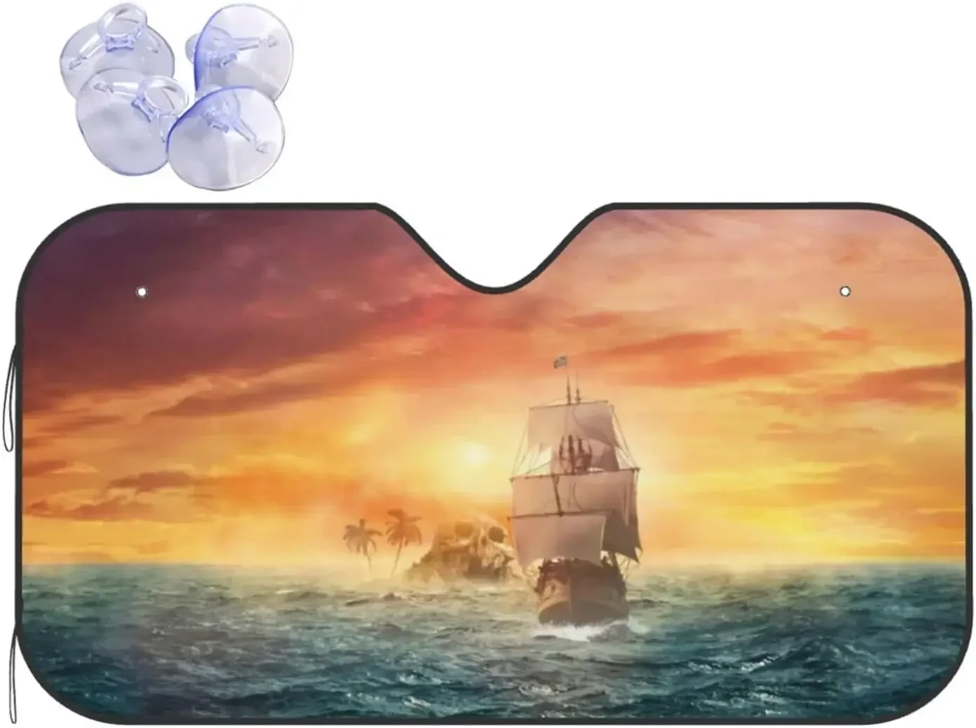 

Ship Of Pirate Sunset Sun Sha Car Front Window Sunsha For Most Sedans SUV Blocks Max Uv Rays Keeps Your Vehicle Cool