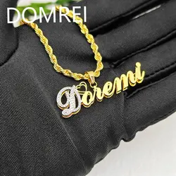 DOREMI Double Name Multi Color Stainless Steel Custom Jewelry 3D Necklace Hip Hop Nameplate Mother Gift Jewelry Necklace