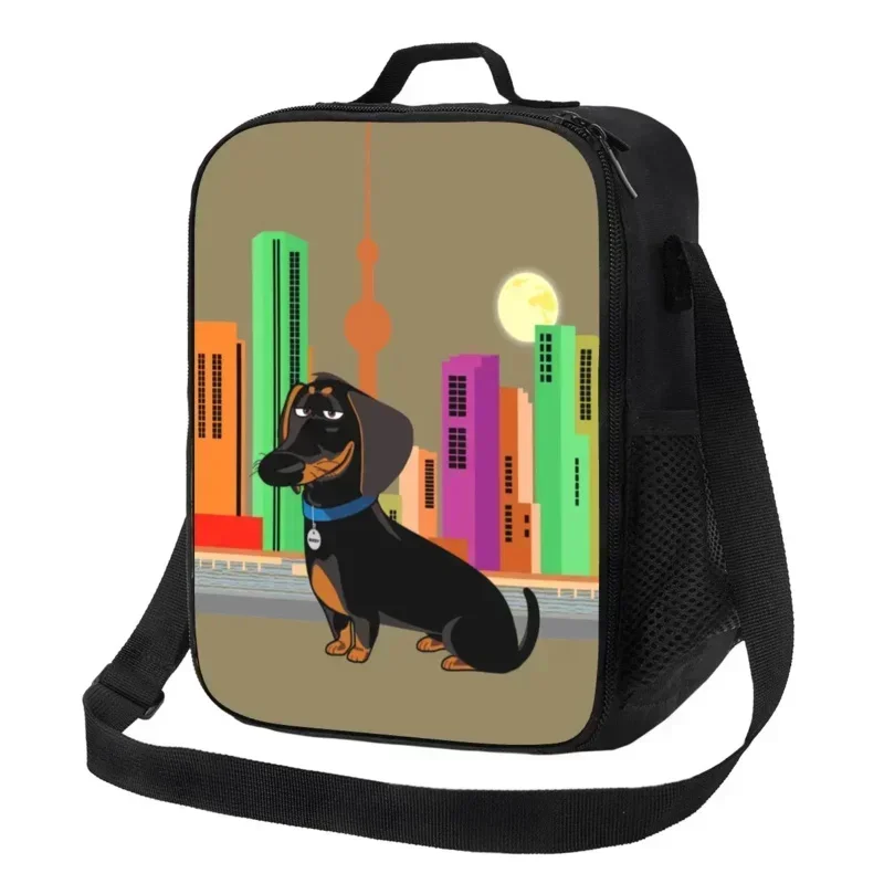 Colorful Dachshund Badger Insulated Lunch Bag for Women Wiener Sausage Dog Cooler Thermal Lunch Tote Office Picnic Travel