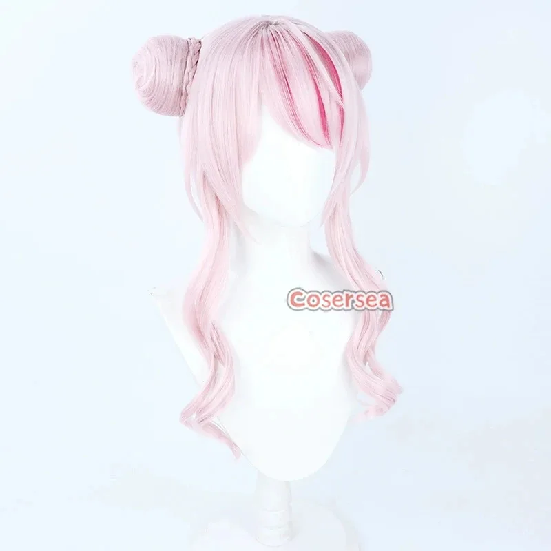 코스어시 타나카 히메 코스프레 가발 (번 포함) 버추얼 유튜버 타나카 히메 50cm 롱 웨이브 핑크 가발 합성 섬유 내열성