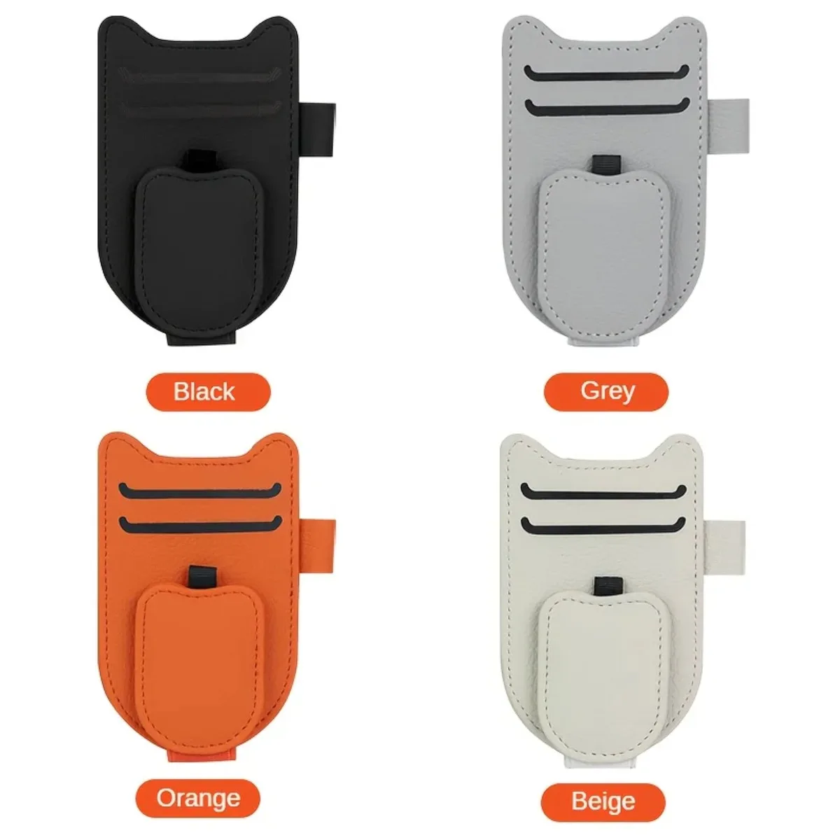 Katzenohr-Sonnenblenden-Organizer aus PU-Leder, multifunktionales Autozubehör, kompakter Halter für Brillen, Karten, Stifte – Detail 4