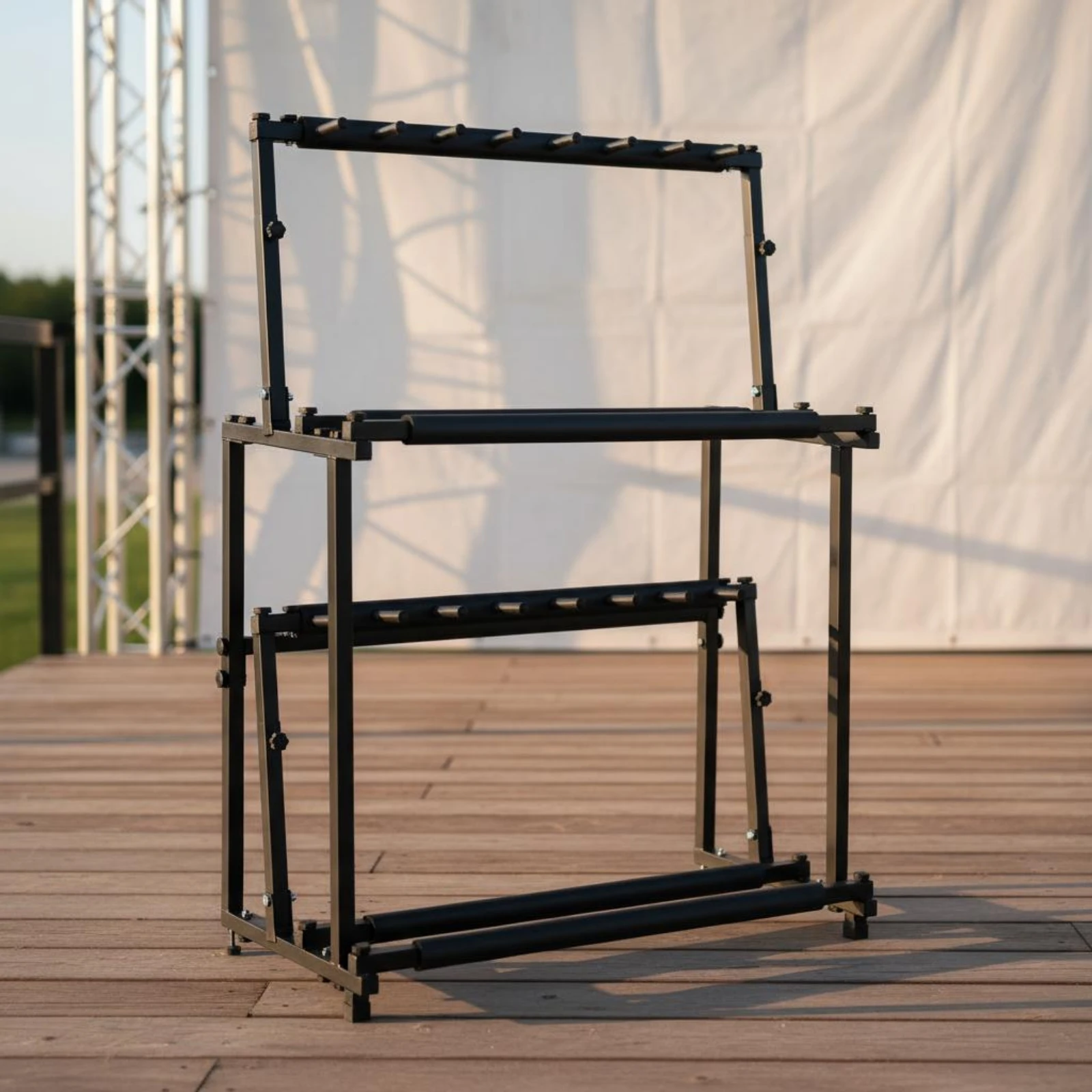 14 Slot Ukulele Display Stand Sturdy Double Tier Ukulele Stand Music Gear Safeguarding Sponge Soft Felt Pad for Showroom Sellers view 3