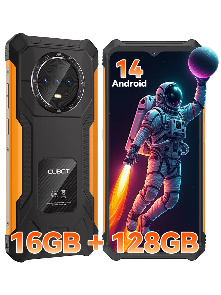 Smartphone Android ultradelgado y resistente Cubot KingKong ES, 16 GB de RAM (6+10 GB ampliables), 128 GB de ROM, pantalla de 6,56 pulgadas a 90 Hz, batería de 5100 mAh, resistente al agua IP68/IP69K. 4G celular