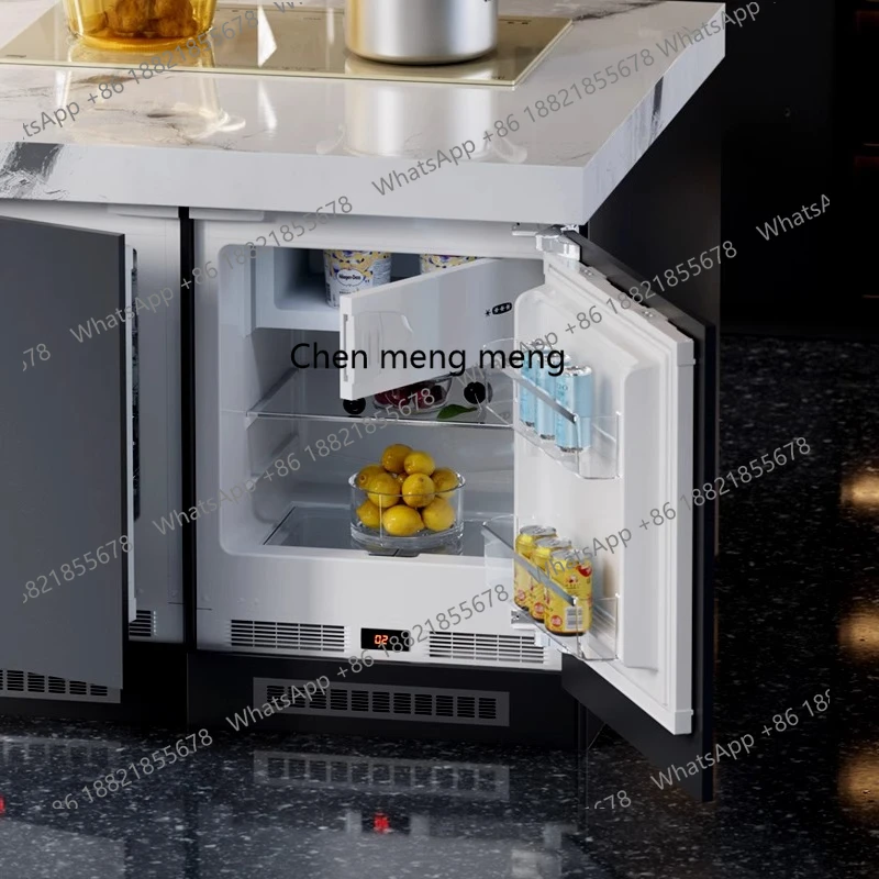 Встроенный бытовой двухдверный полностью встроенный шкаф под столешницей, скрытый тонкий горизонтальный холодильник