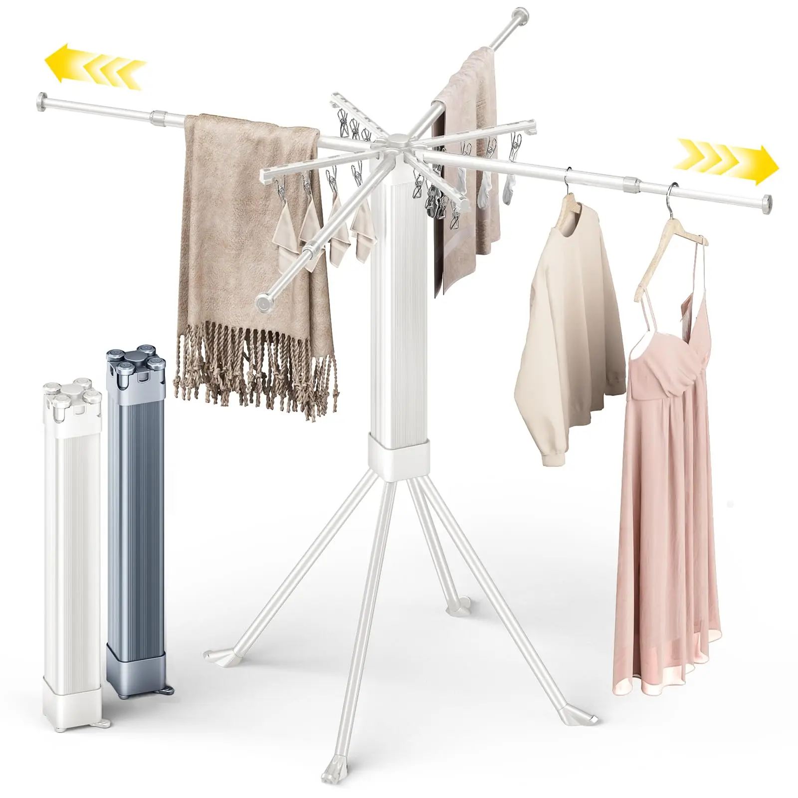 

Foldable Extending Laundry Rack With 16 Clips Collapsible Clothing Drying Rack Space Saving Indoor Outdoor Balcony