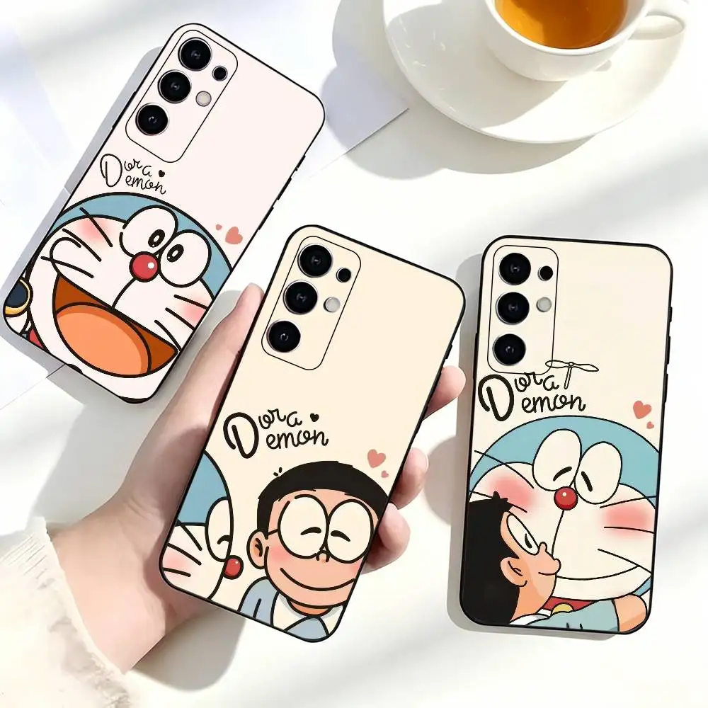Cute Cartoon D-Doraemon Lovely Phone Case For Samsung S25,S24,S21,S22,S23,S30,Ultra,S20,Plus,Fe,Lite,Note,10,Black Cover