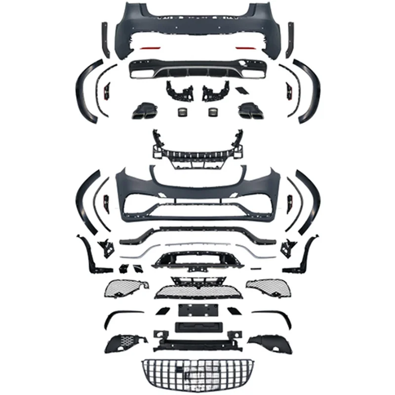 High Quality GLS63 Style Body Kit Fit for X166 2016-2019 Front Bumper Grille Rear Bumper Sport Classic Exterior Modification
