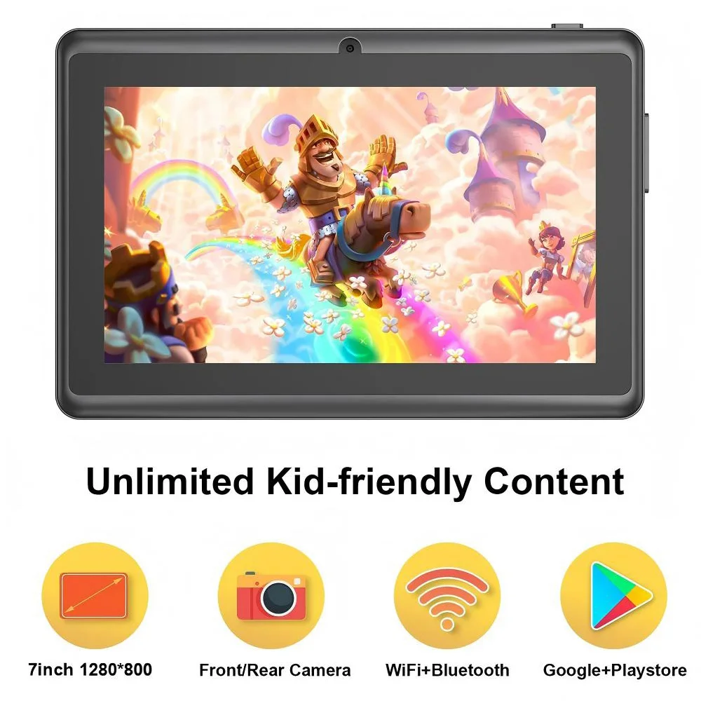 ขายร้อน 7 นิ้วเด็กแท็บเล็ต Quad Core Android 13 4GB RAM 64GB ROM WiFi บลูทูธการศึกษาซอฟต์แวร์ติดตั้งแท็บเล็ต Type-C