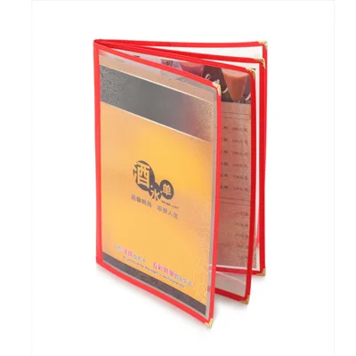 1 2 3 4 6 Slots Red Frame Plastic Menu Cover