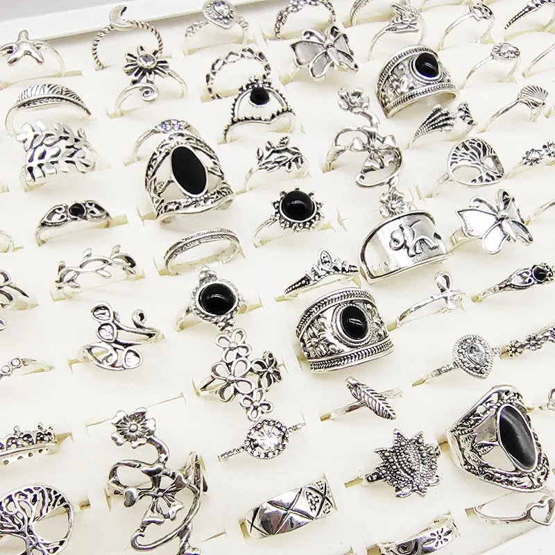 خواتم الاصبع انقطاع خمر للحزب ، المينا السوداء ، زهرة الاكريليك ، ورقة ، حلقة مشتركة فراشة كبيرة ، موضة جديدة ، وتجارة الجملة ، 50 قطعة ، مجموعة #4