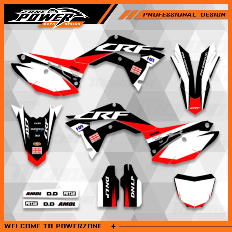 Powerzone Motorcycle Fairing Graphics Background Decals Sticker For Honda CRF250 2018-2021 CRF450 2017-2020 CRF 250 450