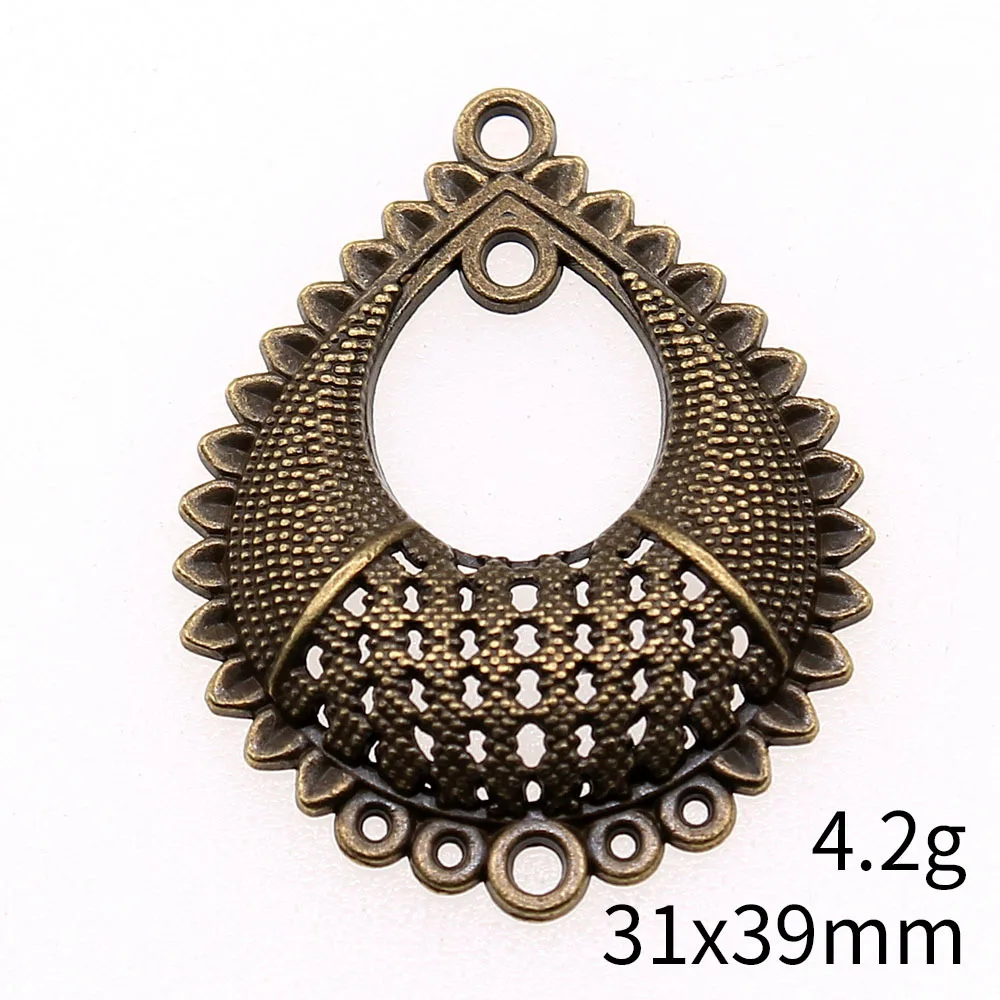 보석에 대 한 5 개/몫 귀걸이 커넥터 매력 31x39mm 골동품 청동 색 DIY 수제 공예 액세서리 만들기