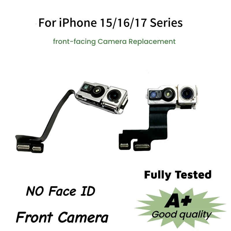 Tested Front Facing Small Selfie Camera Flex Cable Repair Parts For iPhone 15 16 17 Pro Max 16Plus 17Air Replacement, No Face ID