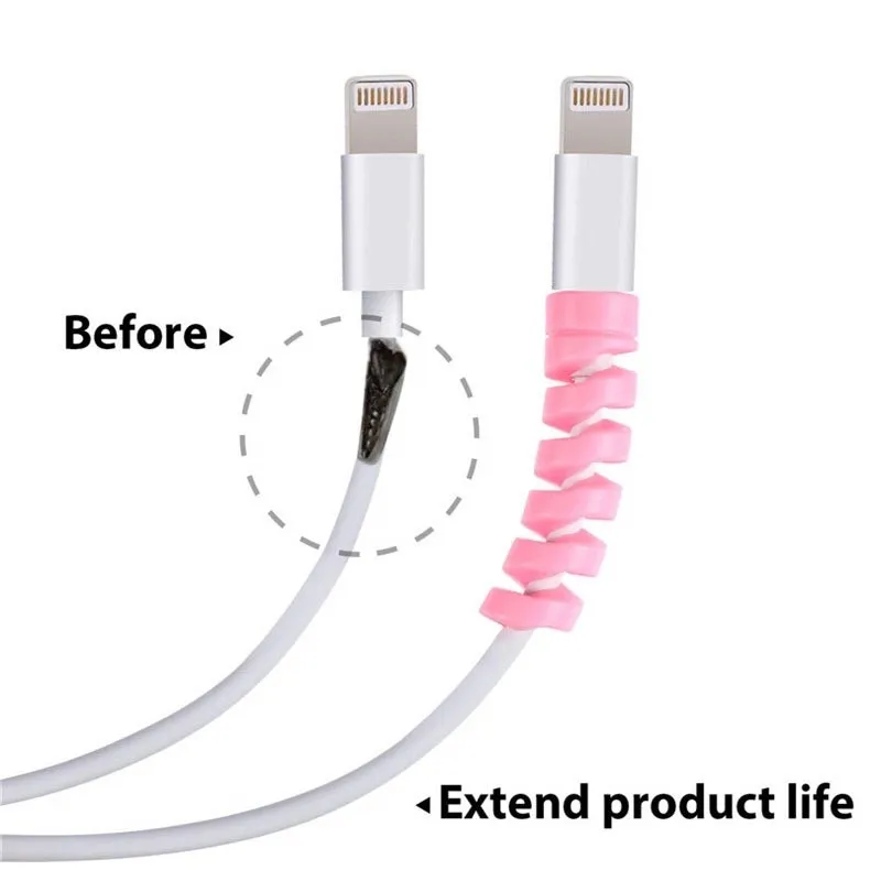 【Buy 5 Get 1 Free】Colorful Spiral Cable Protector Silicone Charging Cord Protector Cable Winder Wire Charger Protector