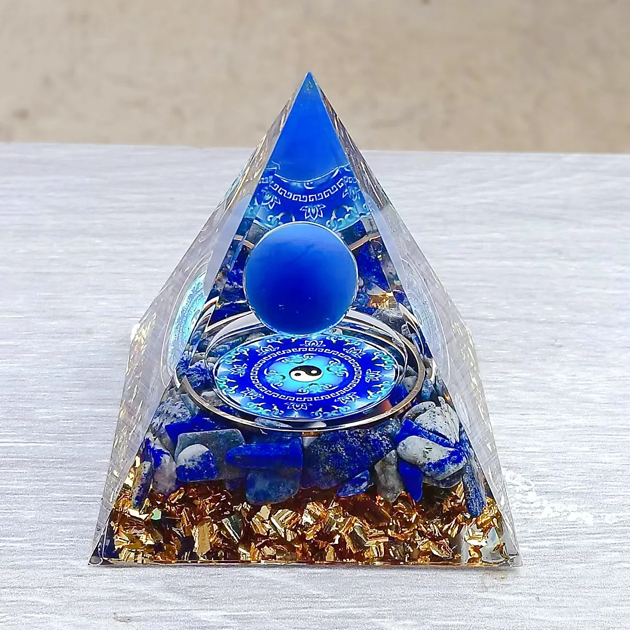 Natural lapis lazuli Amethyst Crystal Sphere Orgonite Pyramid Quartz Protection Energy Orgone Chakra Meditation Stone