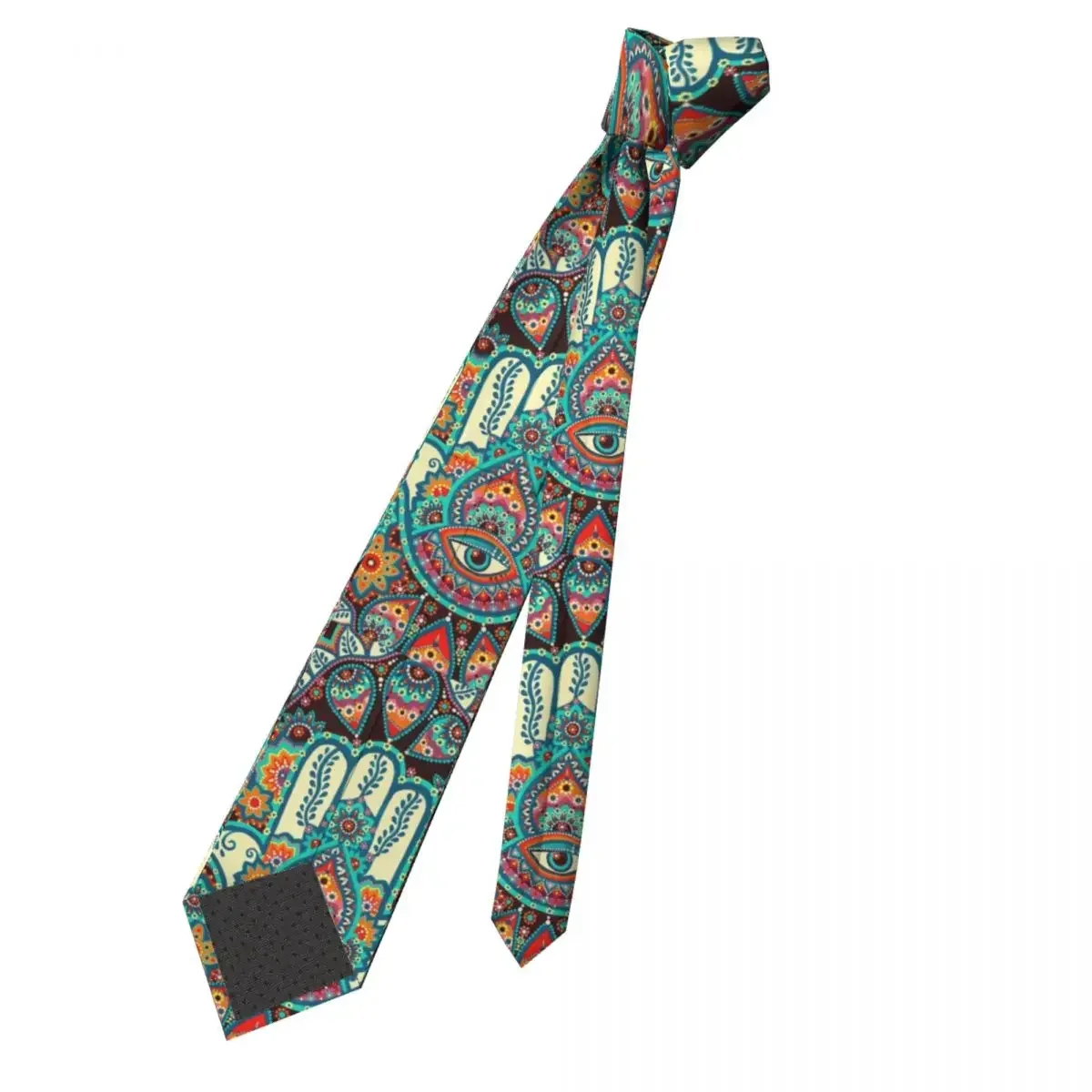 Hamsa Hand Bohemian Neckties Unisex Polyester 8 cm Hippie Mandala Paisley Boho Neck Ties for Men Wide Shirt Accessories Gravatas