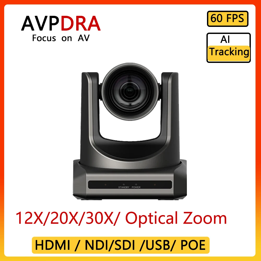 

1080P NDI Conference PTZ Video Camera 12x 20x 30x Zoom Ai Auto Tracking PTZ Camera SDI HDMI USB Outputs Support POE