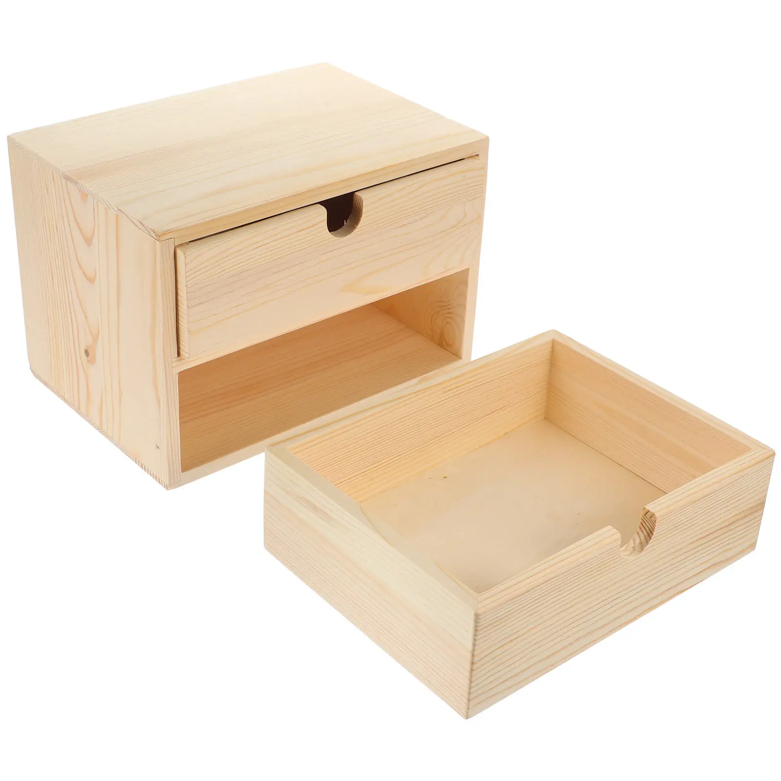 

Wooden Desktop Drawer Box Jewelry Organizer Tabletop Storage Solution for Necklaces Bracelets Earrings Rings Stationery Office