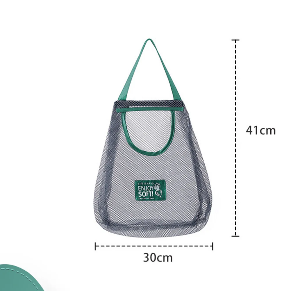 Hanging Kitchen Storage Bag for Fruits Vegetables Made of Breathable Polyester Net Cotton Linen Wall Mount Organizer